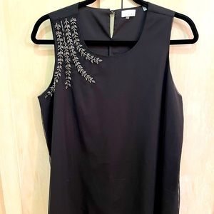 Ecru Elegant Beaded Black Sleeveless Blouse